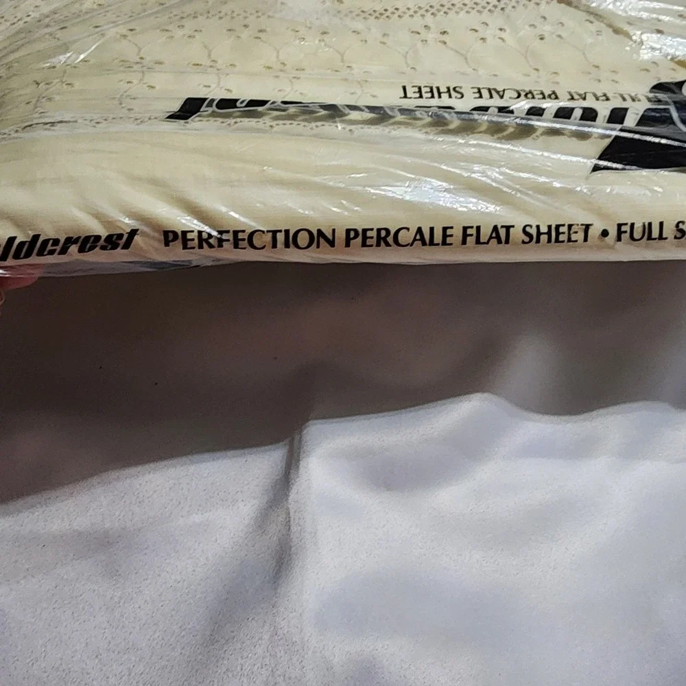 Fieldcrest Trousseau Lace Full Flat Sheet‎ Vintage Eyelet Percale Cream New